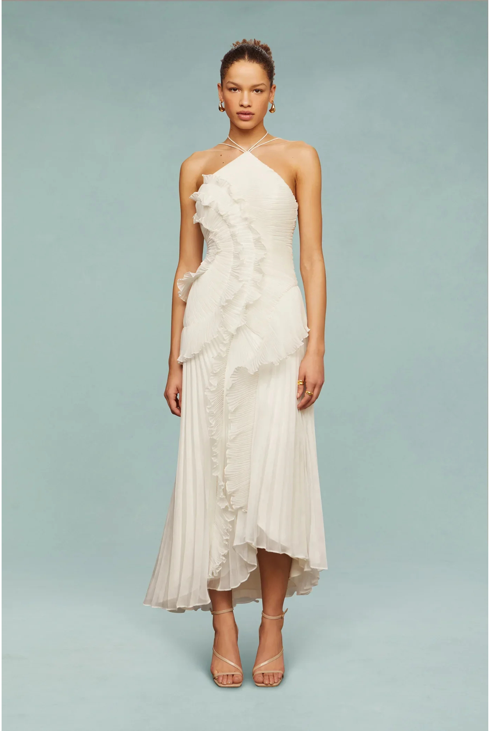 Ruffled Pleated Maxi Dress