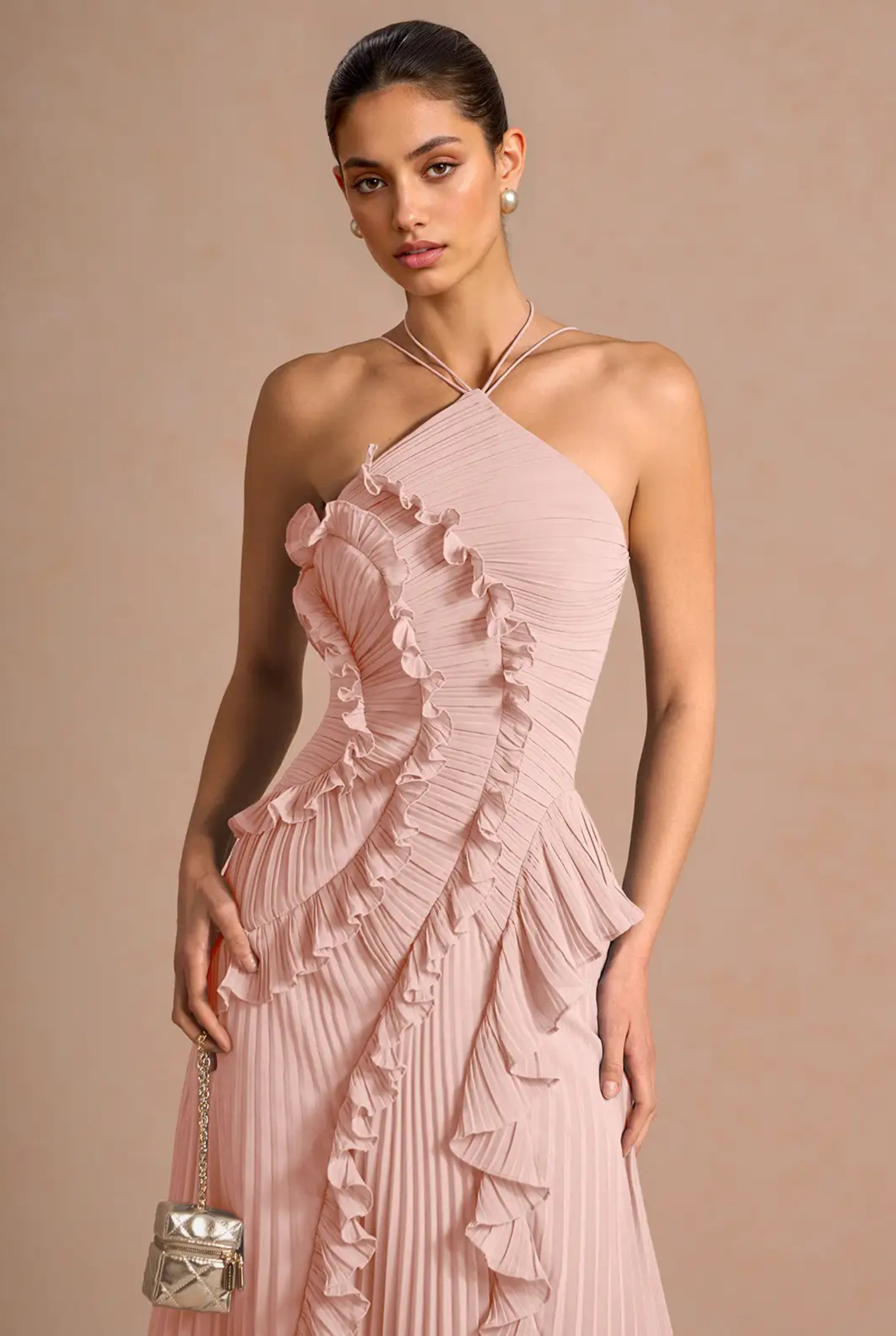 Ruffled Pleated Maxi Dress