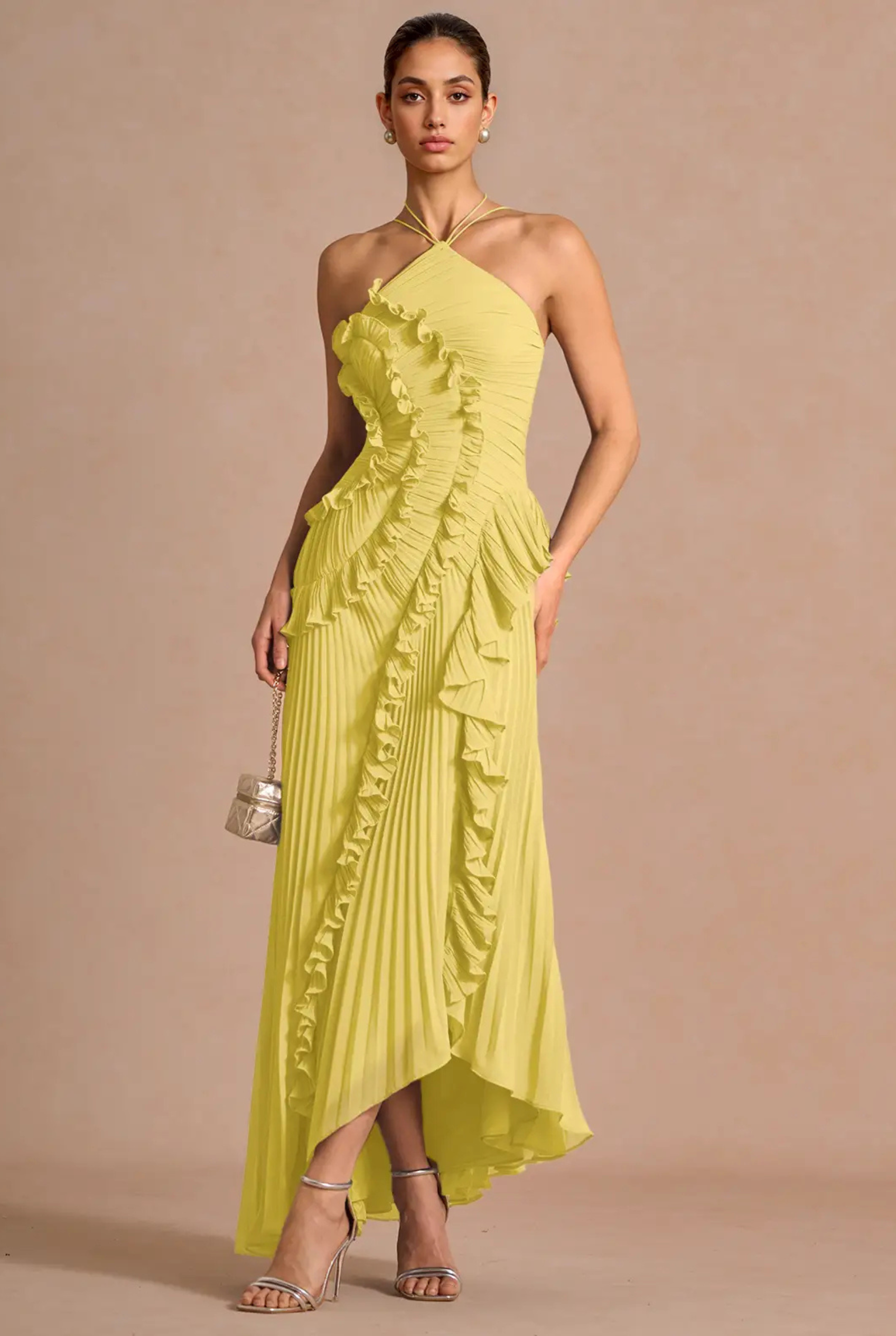 Ruffled Pleated Maxi Dress